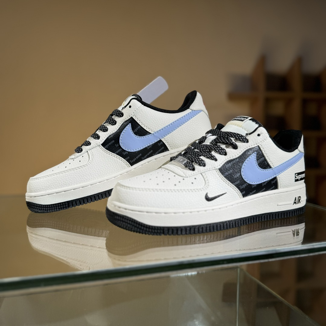 260 Nike Air Force 1'07 Low Supreme联名 米蓝灰英文 空军一号低帮休闲板鞋 ZH2598-311