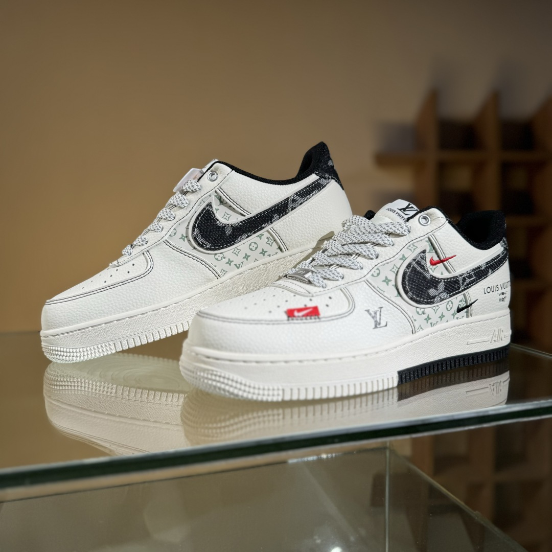 260 Nike Air Force 1'07 Low LV联名 双拼黑牛仔 空军一号低帮休闲板鞋 YX5066-341