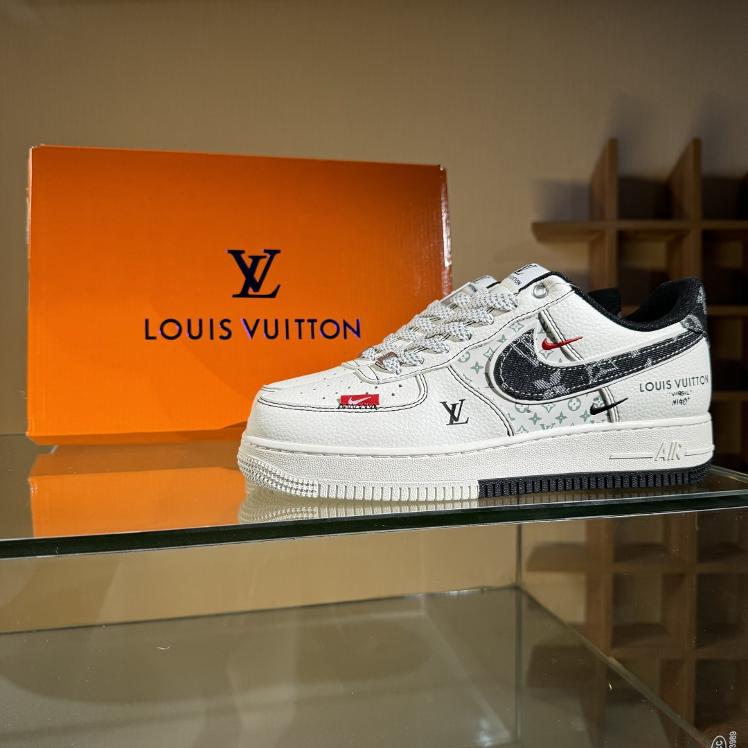 260 Nike Air Force 1'07 Low LV联名 双拼黑牛仔 空军一号低帮休闲板鞋 YX5066-341