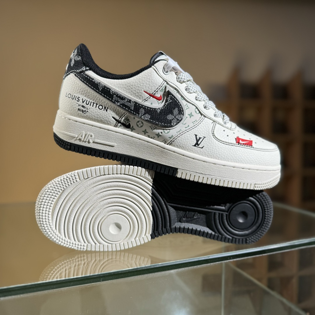 260 Nike Air Force 1'07 Low LV联名 双拼黑牛仔 空军一号低帮休闲板鞋 YX5066-341