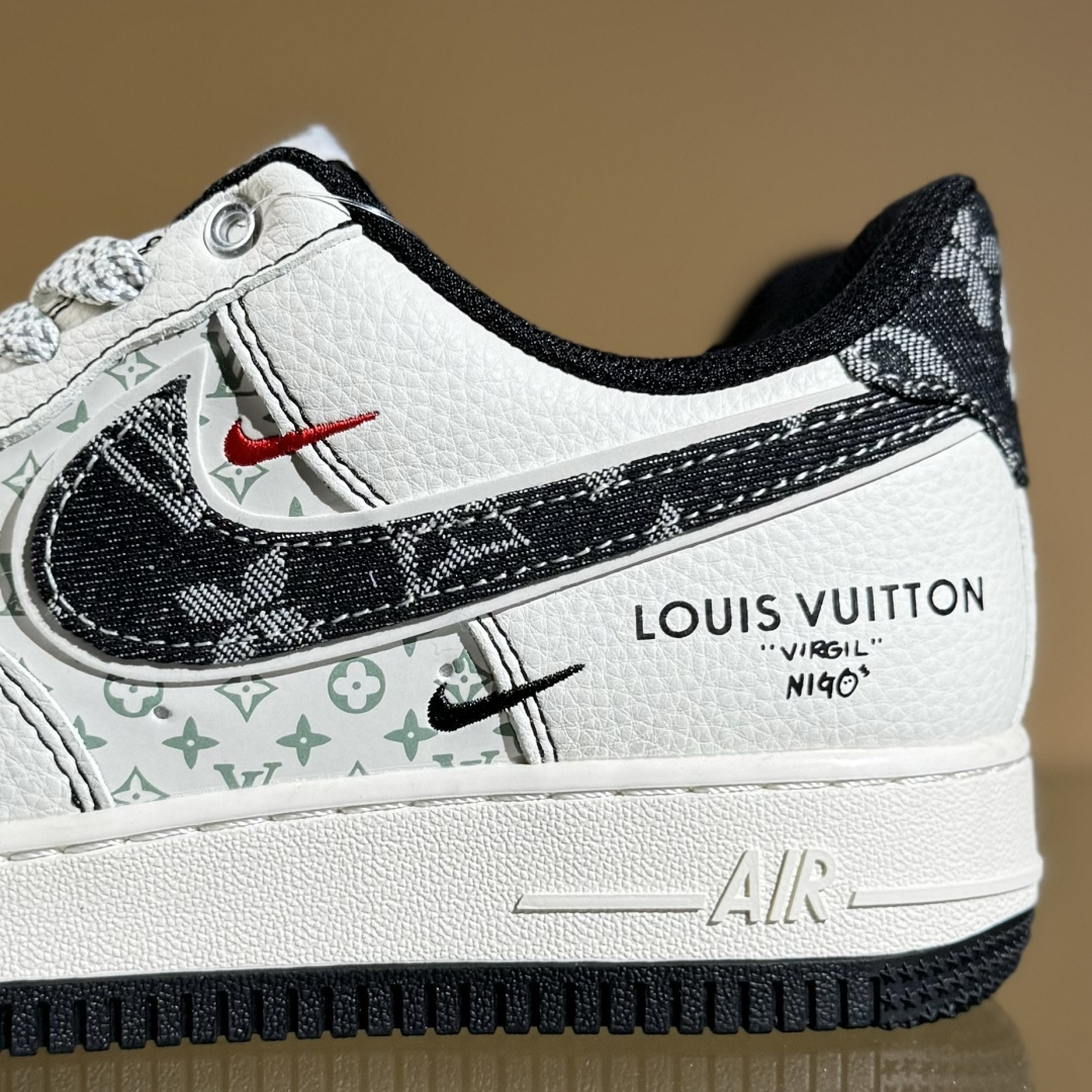 260 Nike Air Force 1'07 Low LV联名 双拼黑牛仔 空军一号低帮休闲板鞋 YX5066-341