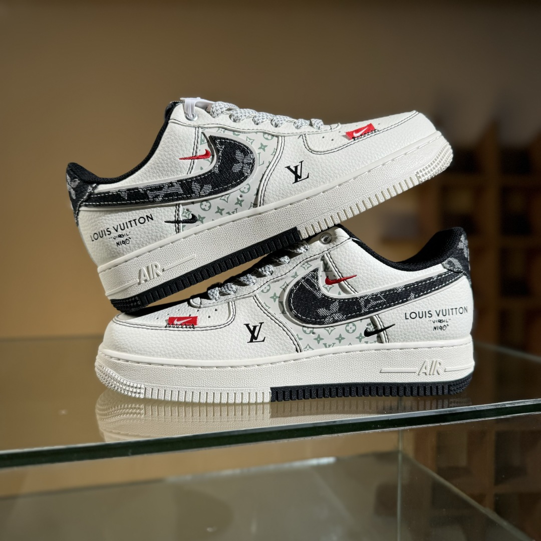 260 Nike Air Force 1'07 Low LV联名 双拼黑牛仔 空军一号低帮休闲板鞋 YX5066-341