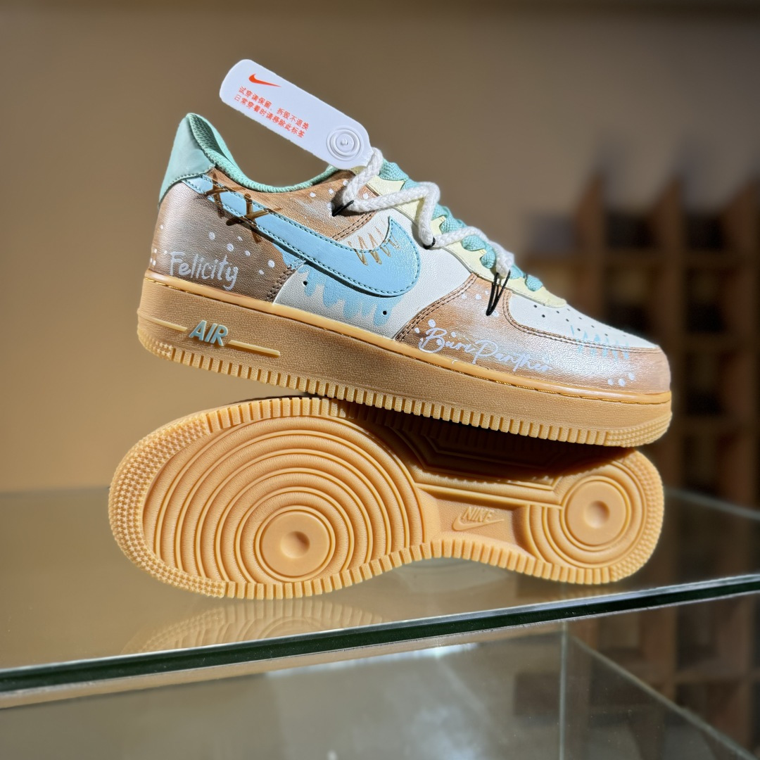 260 Nike Air Force 1'07 Low ”Mint Bubble” 手绘涂鸦 薄荷气泡 空军一号低帮休闲板鞋 XC2351-505