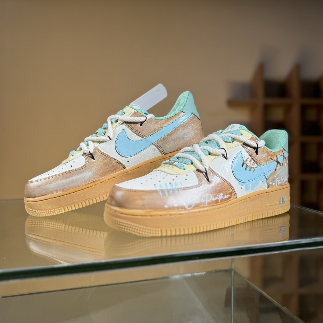 260 Nike Air Force 1'07 Low ”Mint Bubble” 手绘涂鸦 薄荷气泡 空军一号低帮休闲板鞋 XC2351-505