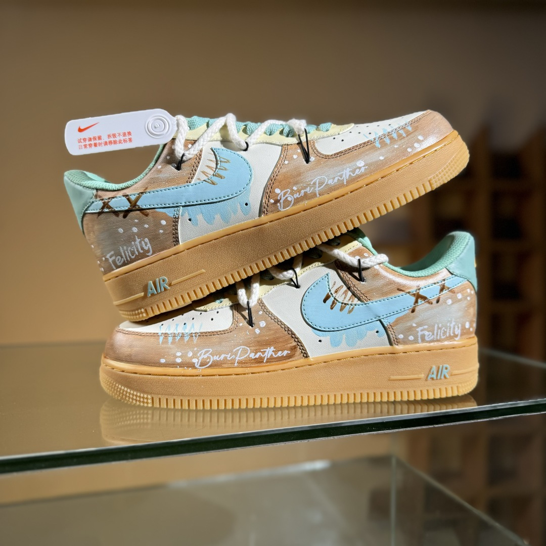260 Nike Air Force 1'07 Low ”Mint Bubble” 手绘涂鸦 薄荷气泡 空军一号低帮休闲板鞋 XC2351-505