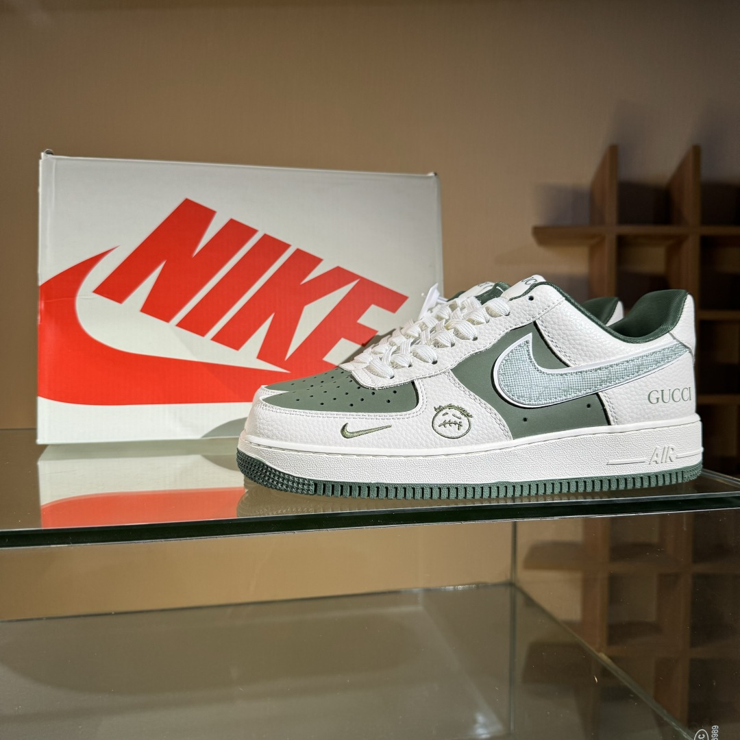260 Nike Air Force 1'07 Low 古驰联名 橄榄绿鬼脸 空军一号低帮休闲板鞋 KK1988-095
