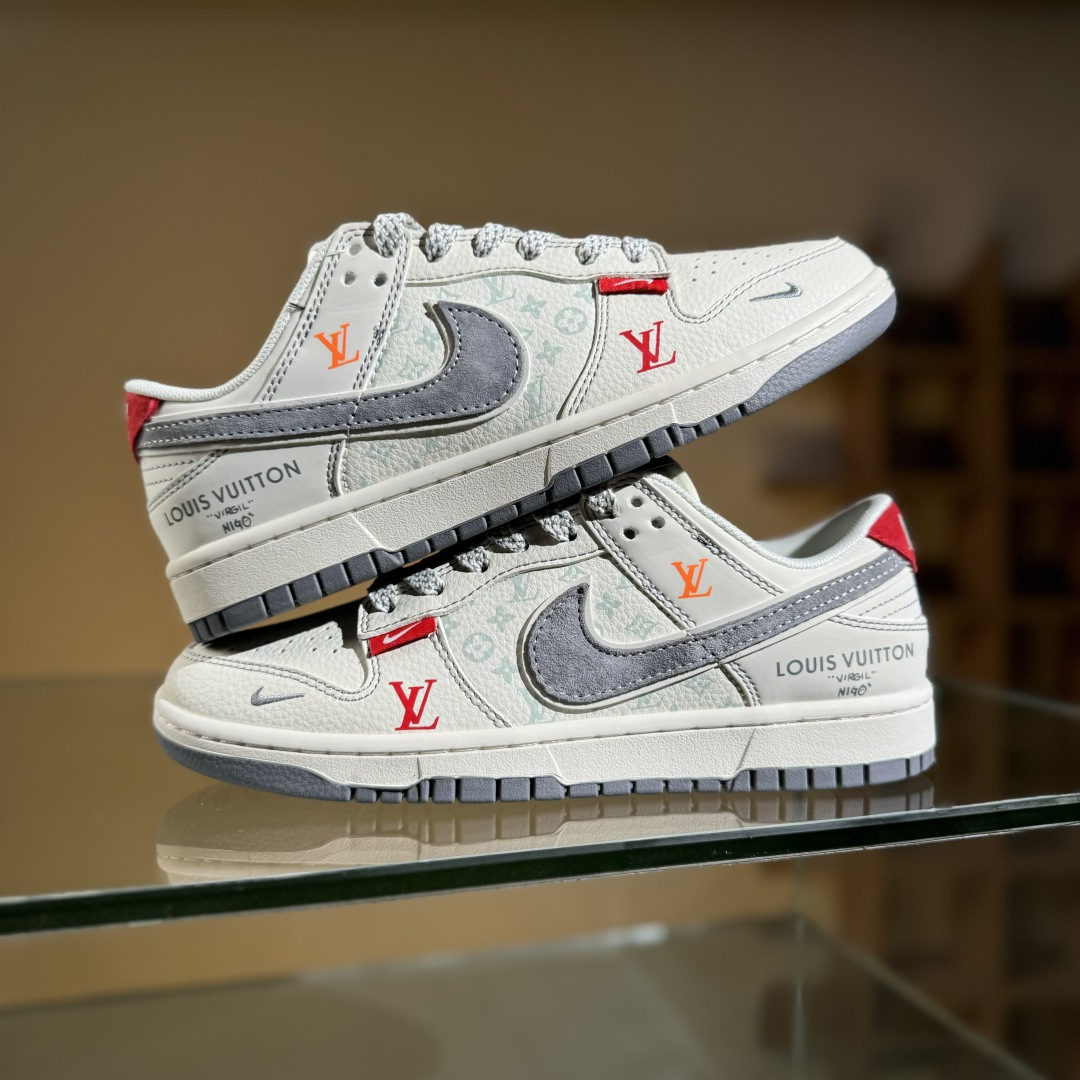 280 Nike SB Dunk Low LV 灰勾底红尾 周年高端定制 低帮休闲板鞋 YX5066-360