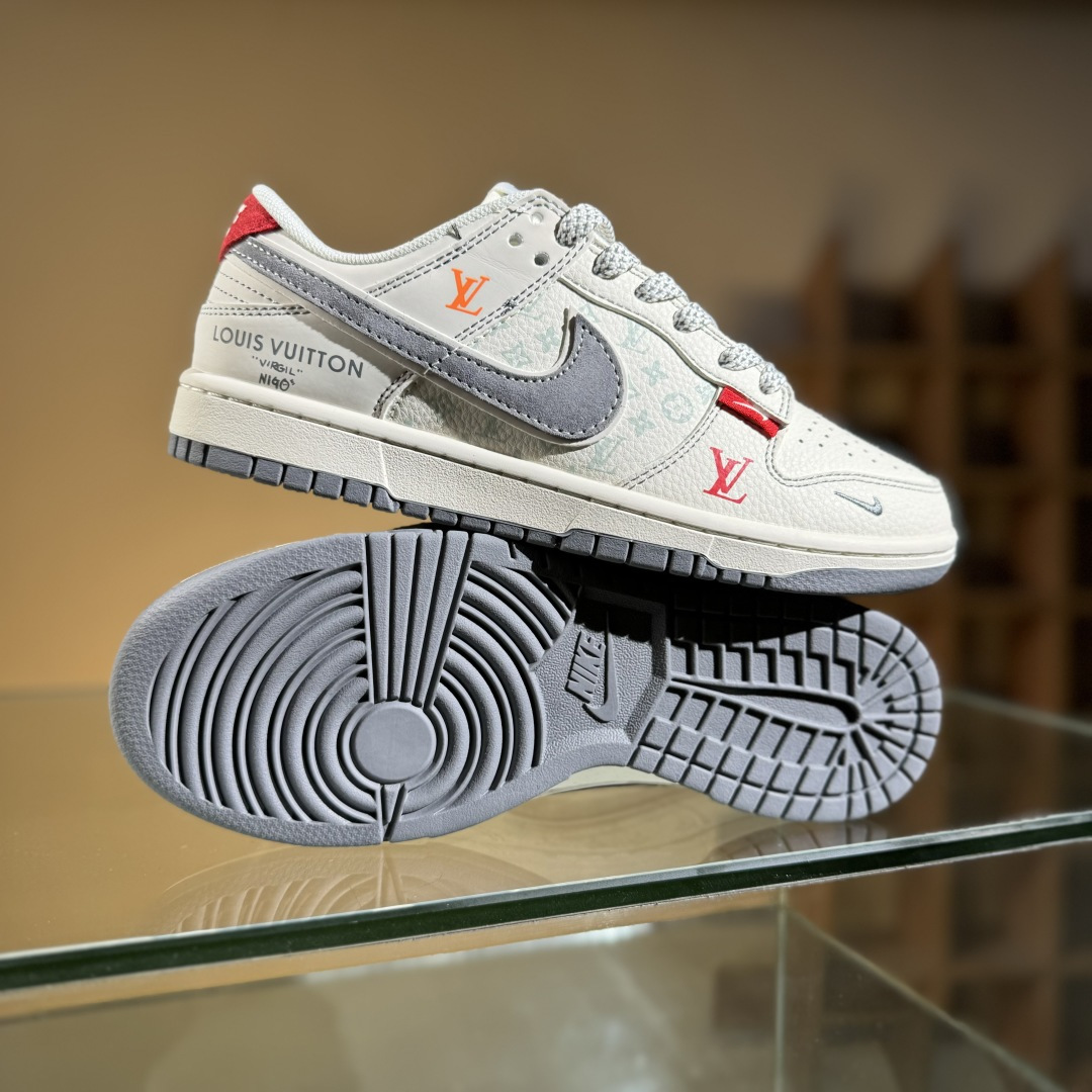 280 Nike SB Dunk Low LV 灰勾底红尾 周年高端定制 低帮休闲板鞋 YX5066-360