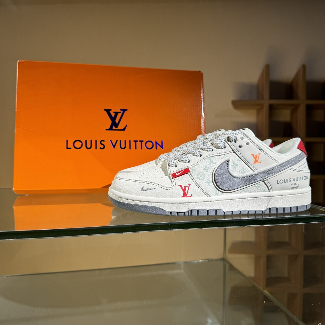 280 Nike SB Dunk Low LV 灰勾底红尾 周年高端定制 低帮休闲板鞋 YX5066-360