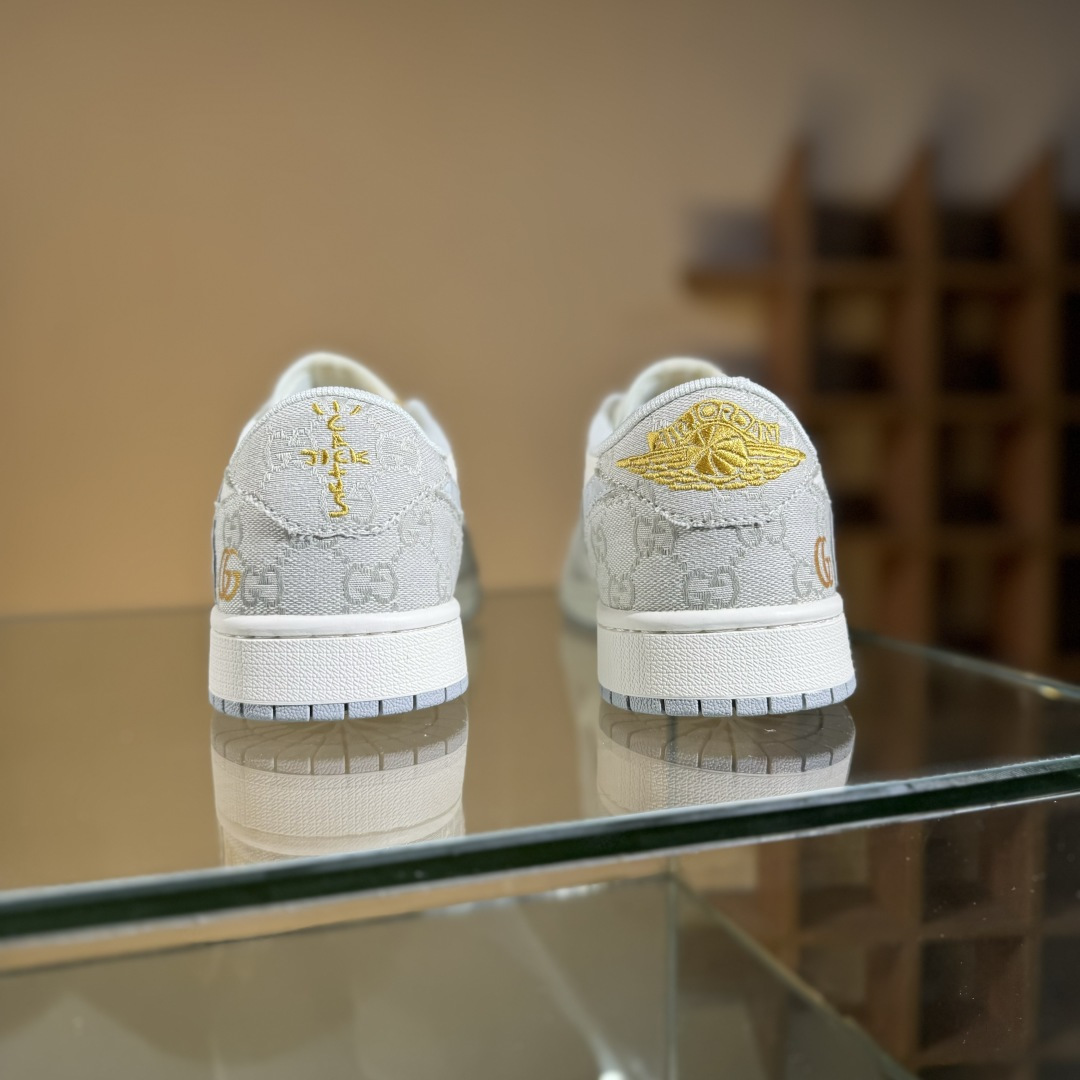 280 Travis Scott x Fragment Design x Air Jordan 1 Low OG SP AJ1 乔1 古驰联名 烟灰帆布 低帮文化休闲板鞋 XS7089-604