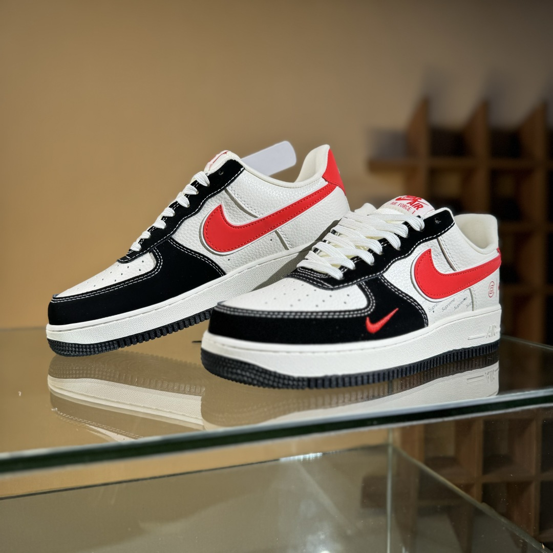 260 Nike Air Force 1'07 Low 黑红勾 空军一号低帮休闲板鞋 KB1688-001