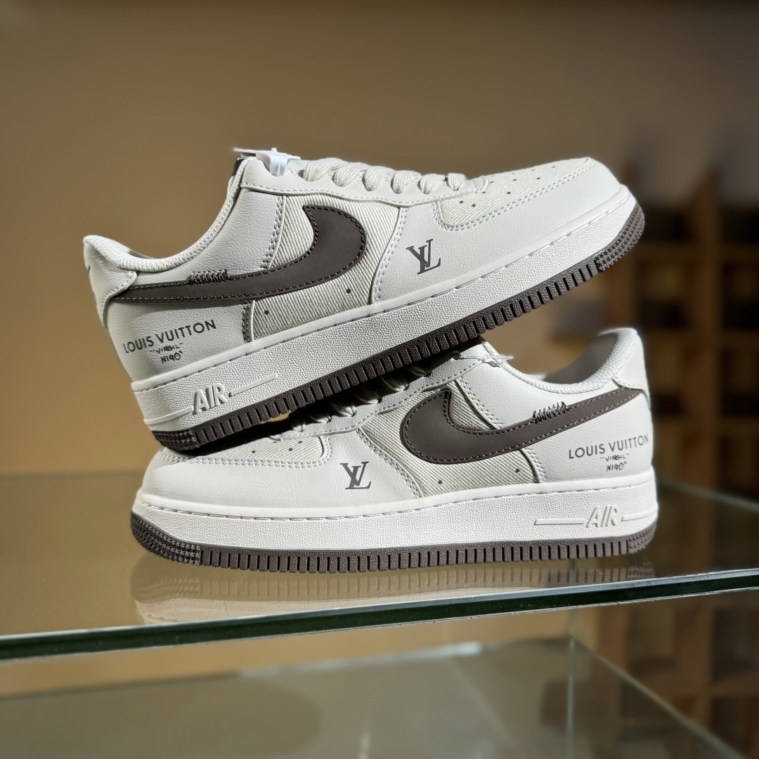 260 Nike Air Force 1'07 Low LV联名 网面拼接米棕 空军一号低帮休闲板鞋 QW5836-004