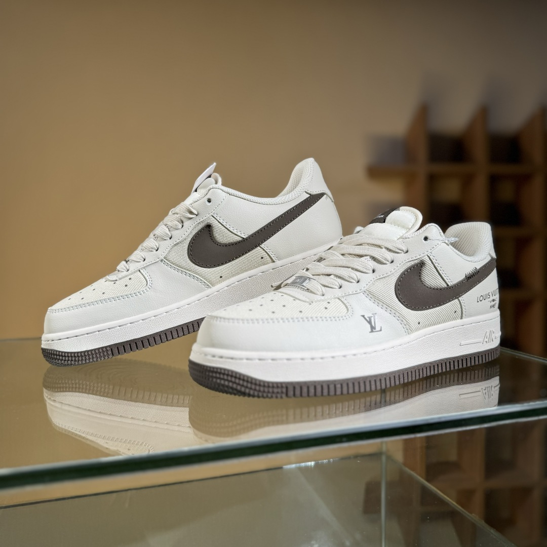 260 Nike Air Force 1'07 Low LV联名 网面拼接米棕 空军一号低帮休闲板鞋 QW5836-004