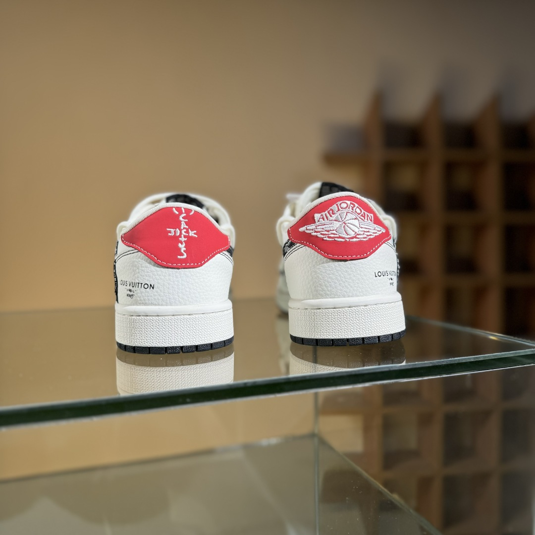 300 Travis Scott x Fragment Design x Air Jordan 1 Low OG SP AJ1 乔1 LV联名 红尾抽绳 低帮文化休闲板鞋 DM6868-108