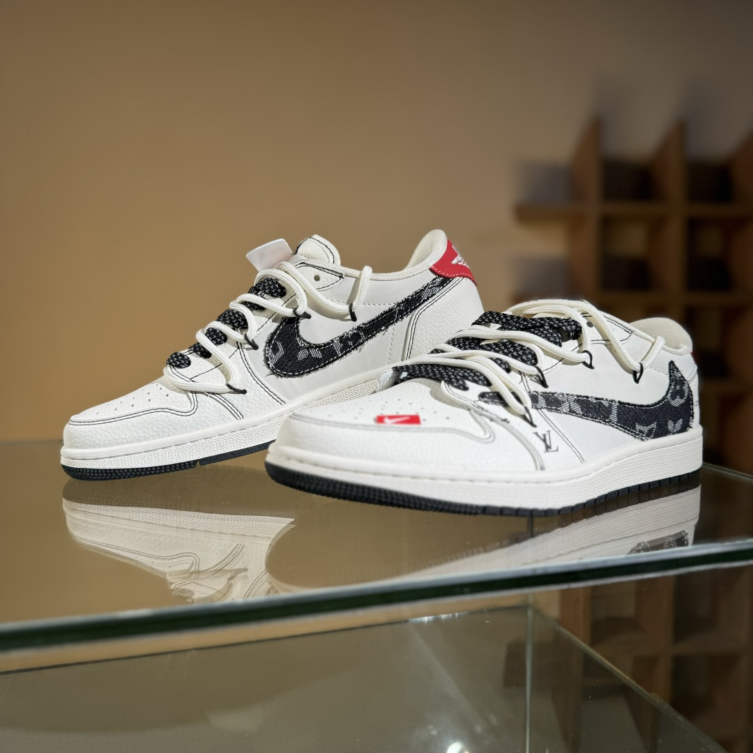 300 Travis Scott x Fragment Design x Air Jordan 1 Low OG SP AJ1 乔1 LV联名 红尾抽绳 低帮文化休闲板鞋 DM6868-108