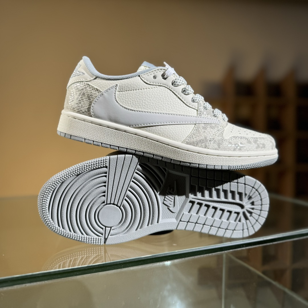 280 Travis Scott x Fragment Design x Air Jordan 1 Low OG SP AJ1 乔1 LV联名 灰蛇纹 低帮文化休闲板鞋 XS7089-620