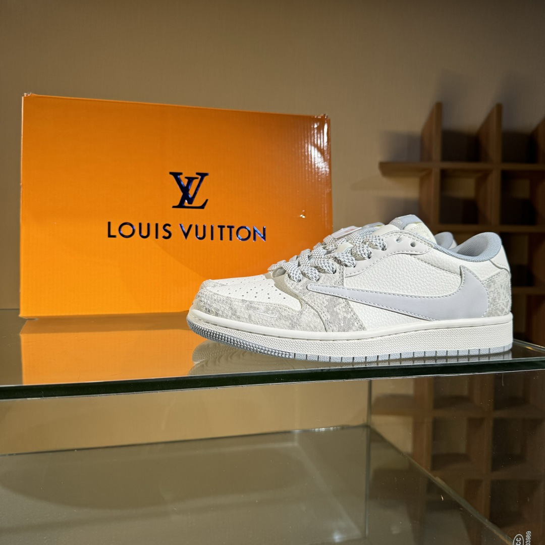 280 Travis Scott x Fragment Design x Air Jordan 1 Low OG SP AJ1 乔1 LV联名 灰蛇纹 低帮文化休闲板鞋 XS7089-620