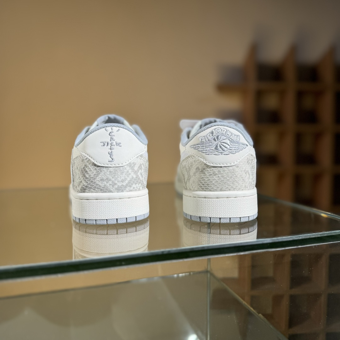 280 Travis Scott x Fragment Design x Air Jordan 1 Low OG SP AJ1 乔1 LV联名 灰蛇纹 低帮文化休闲板鞋 XS7089-620