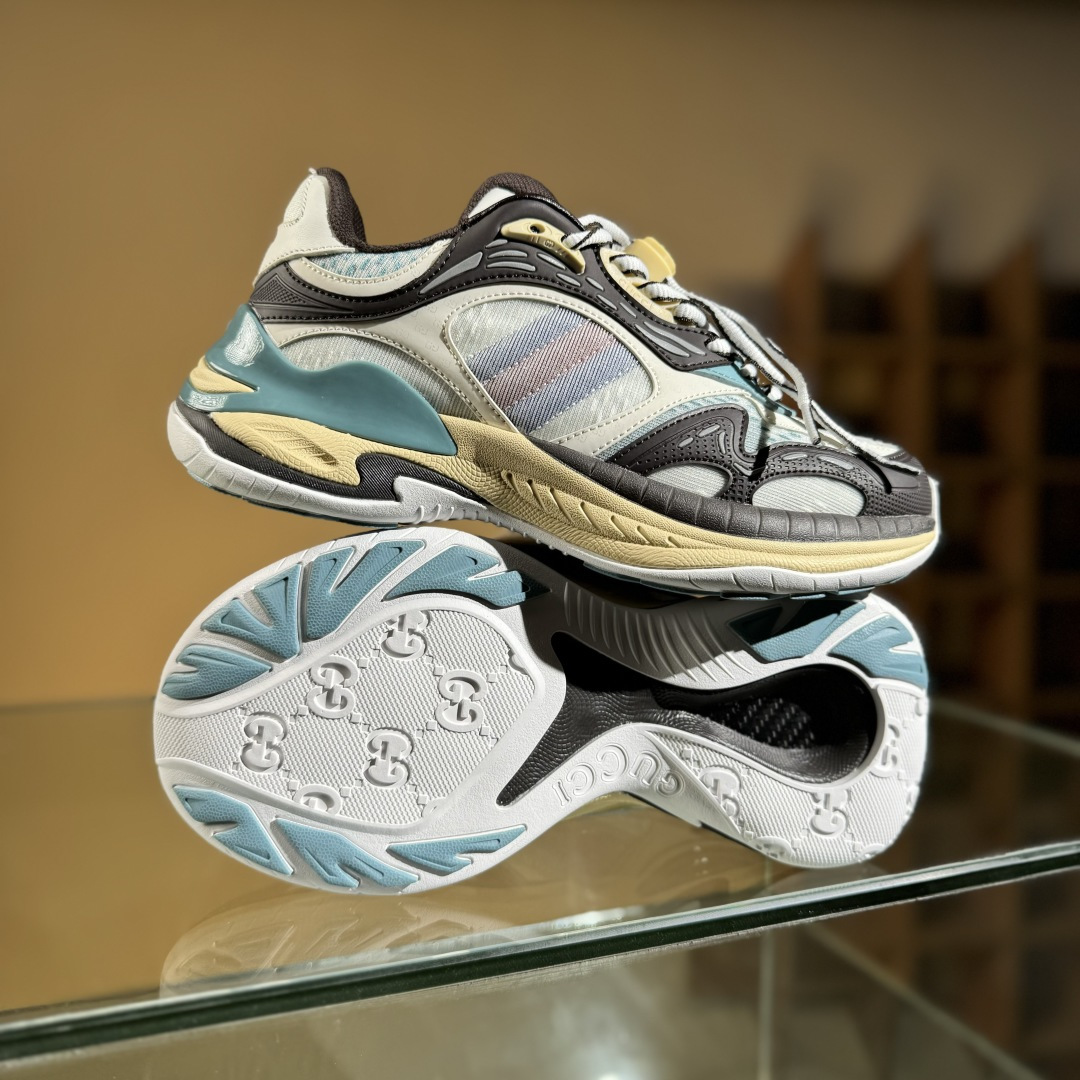 420 Gucci Rhyton Vintage 古驰皮革角状复古老爹休闲运动慢跑鞋