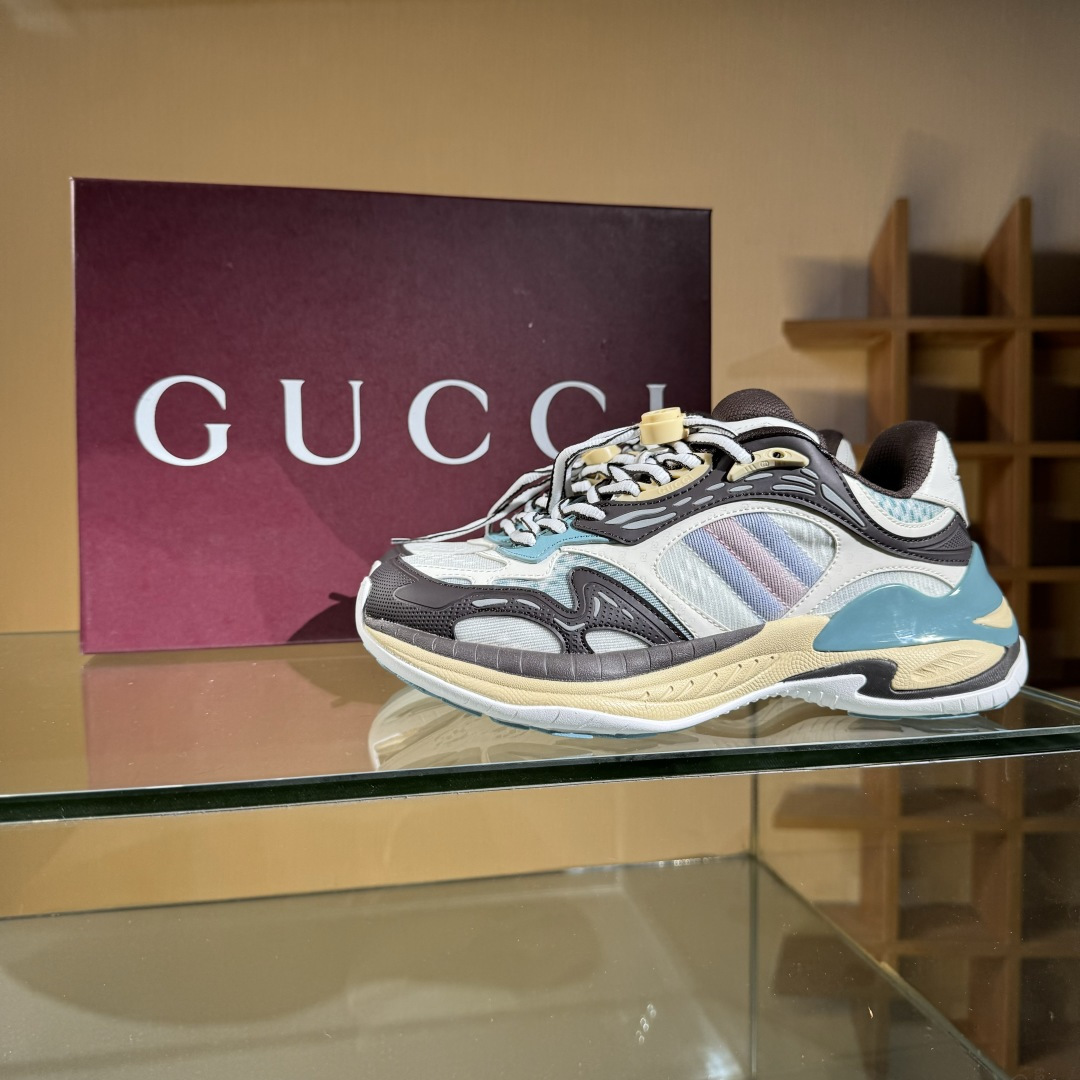 420 Gucci Rhyton Vintage 古驰皮革角状复古老爹休闲运动慢跑鞋