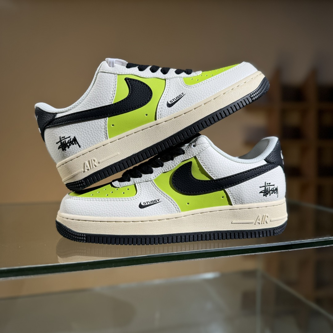260 Nike Air Force 1 Low 07 x Stussy 白绿黑小勾 QW5836-002
