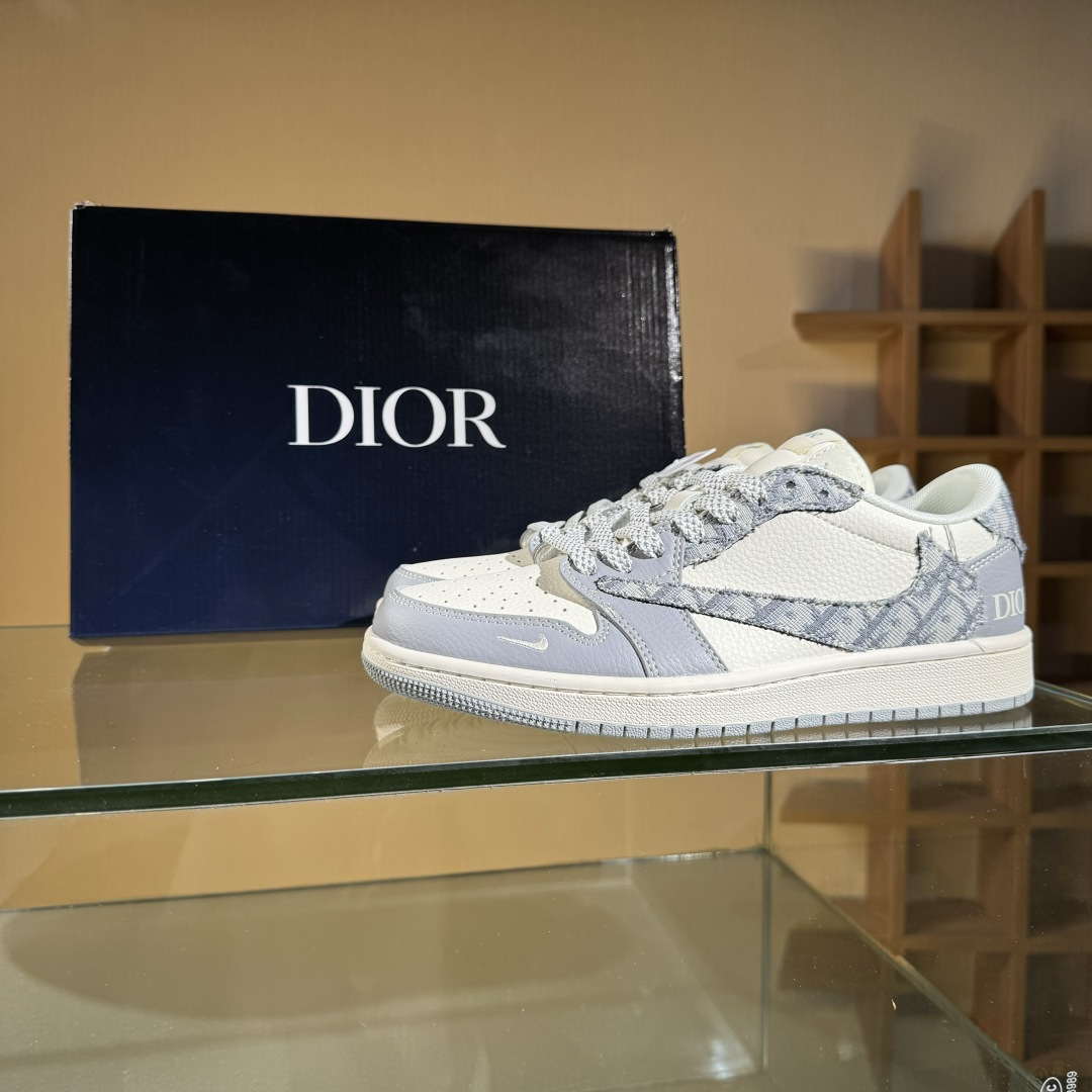 280 Travis Scott x Fragment Design x Air Jordan 1 Low OG SP AJ1 乔1 迪奥联名 羽毛灰 低帮文化休闲板鞋 XS7089-612