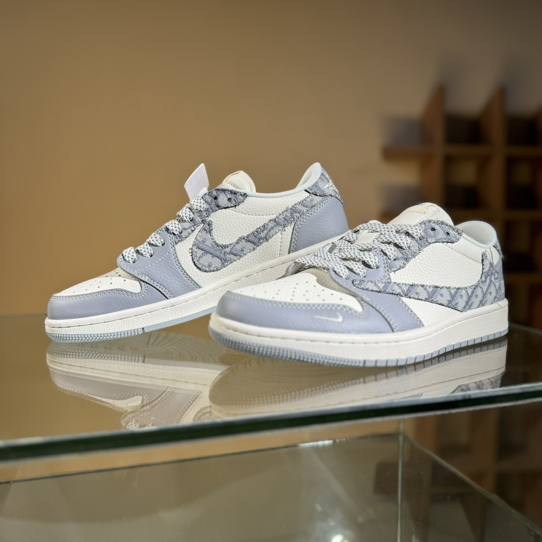 280 Travis Scott x Fragment Design x Air Jordan 1 Low OG SP AJ1 乔1 迪奥联名 羽毛灰 低帮文化休闲板鞋 XS7089-612