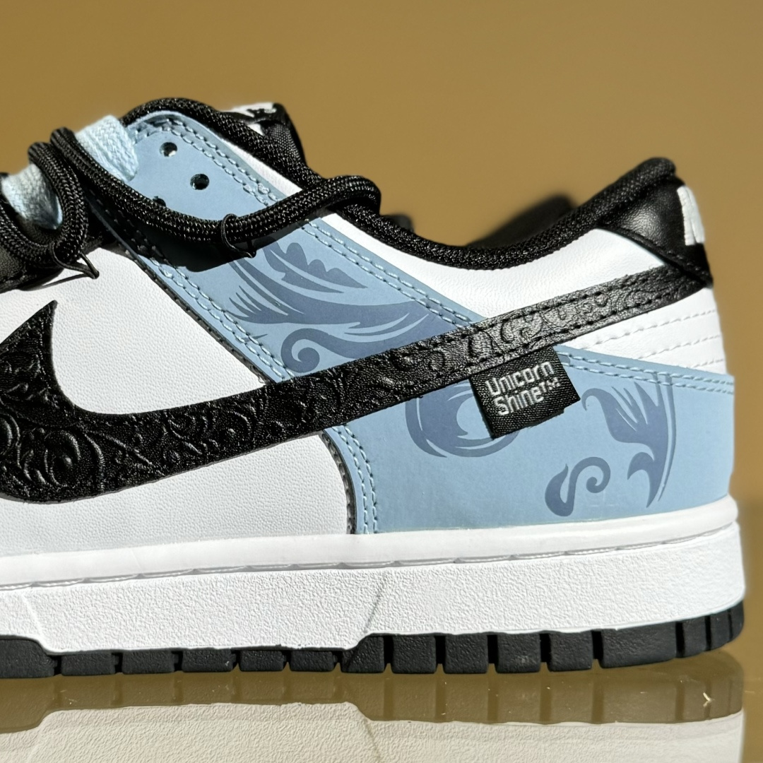 280 Nike SB Dunk Low 黑白蓝浮雕 绑带低帮休闲板鞋 DD1503-101