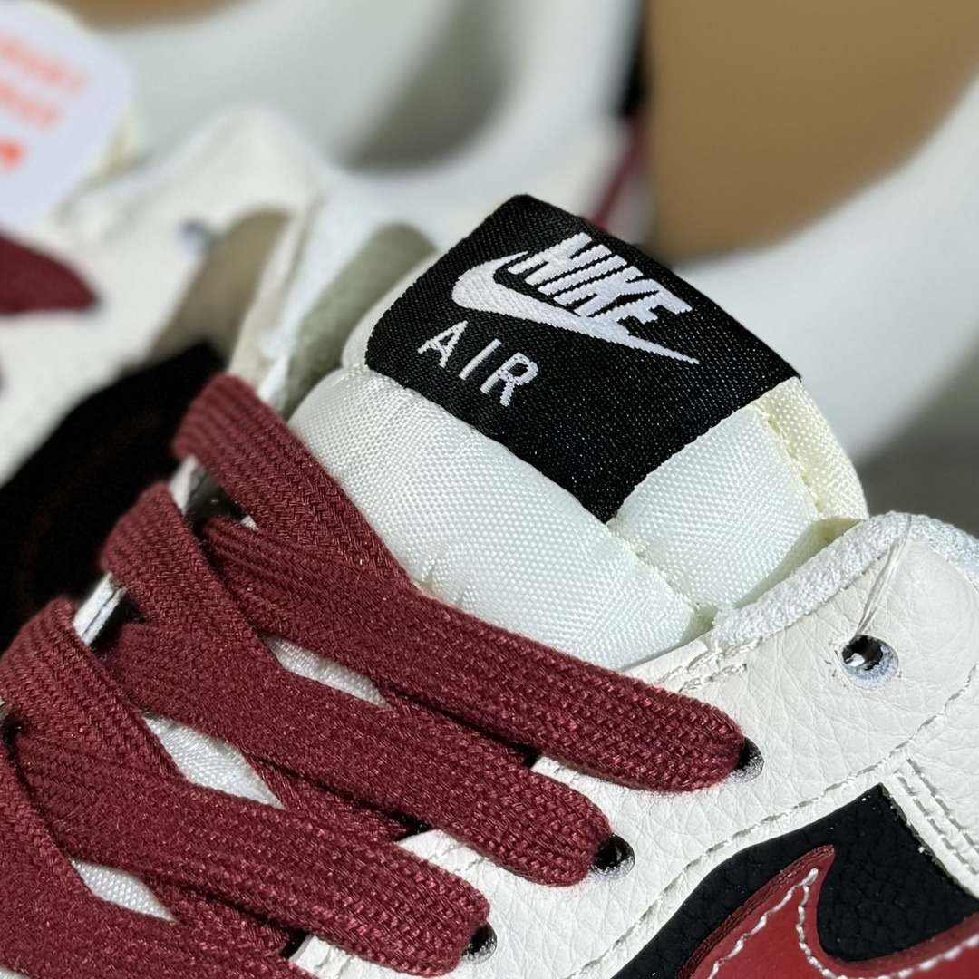 260 Nike Air Force 1'07 Low Bape联名 米黑拼接酒红 空军一号低帮休闲板鞋 QW5836-007