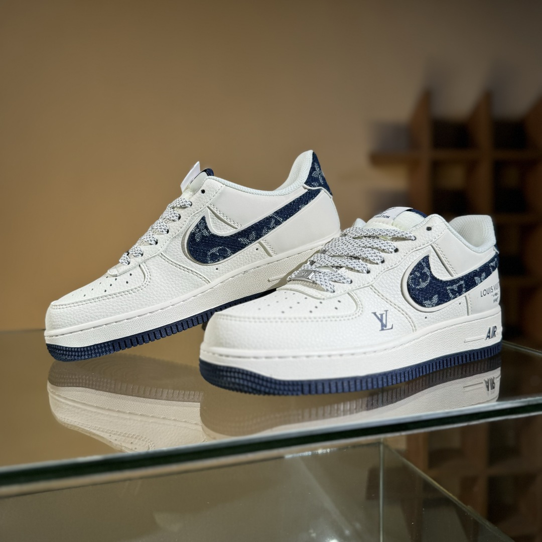 260 Nike Air Force 1'07 Low LV联名 牛仔蓝勾 空军一号低帮休闲板鞋 SM6668-102