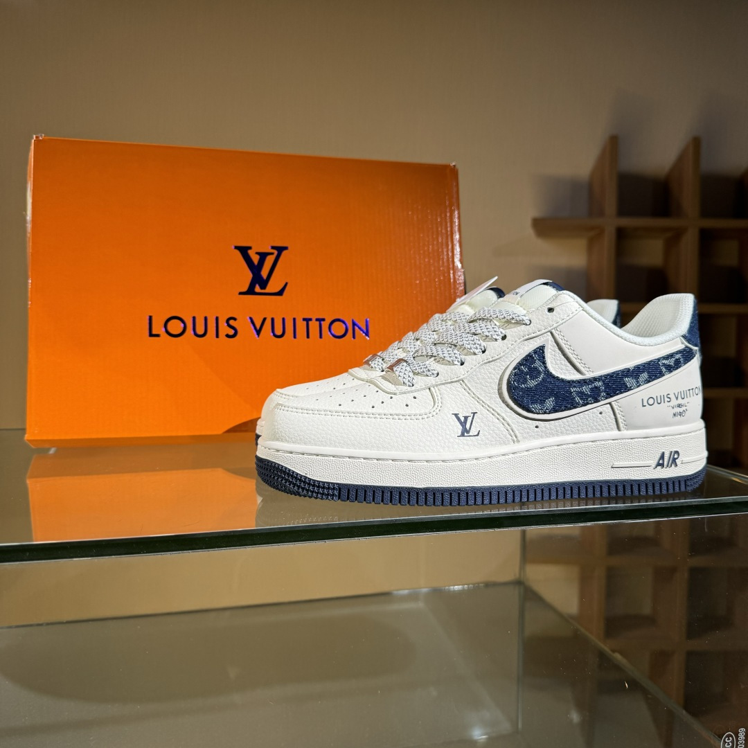 260 Nike Air Force 1'07 Low LV联名 牛仔蓝勾 空军一号低帮休闲板鞋 SM6668-102