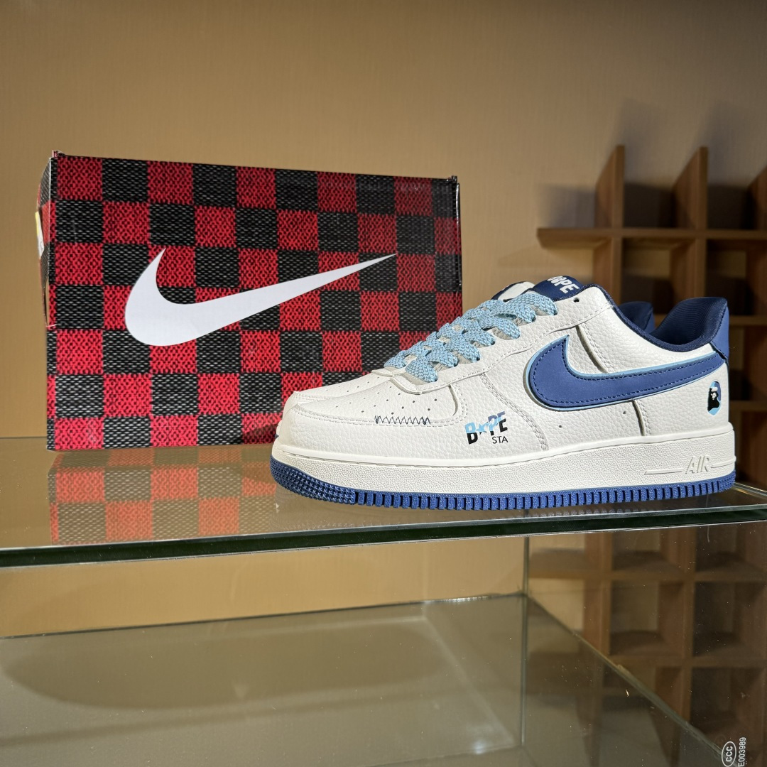 260 Nike Air Force 1'07 Low Bape联名 米蓝缝线 空军一号低帮休闲板鞋 KB1688-002