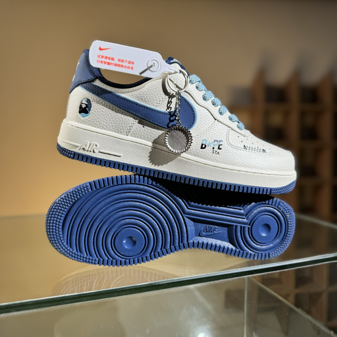 260 Nike Air Force 1'07 Low Bape联名 米蓝缝线 空军一号低帮休闲板鞋 KB1688-002