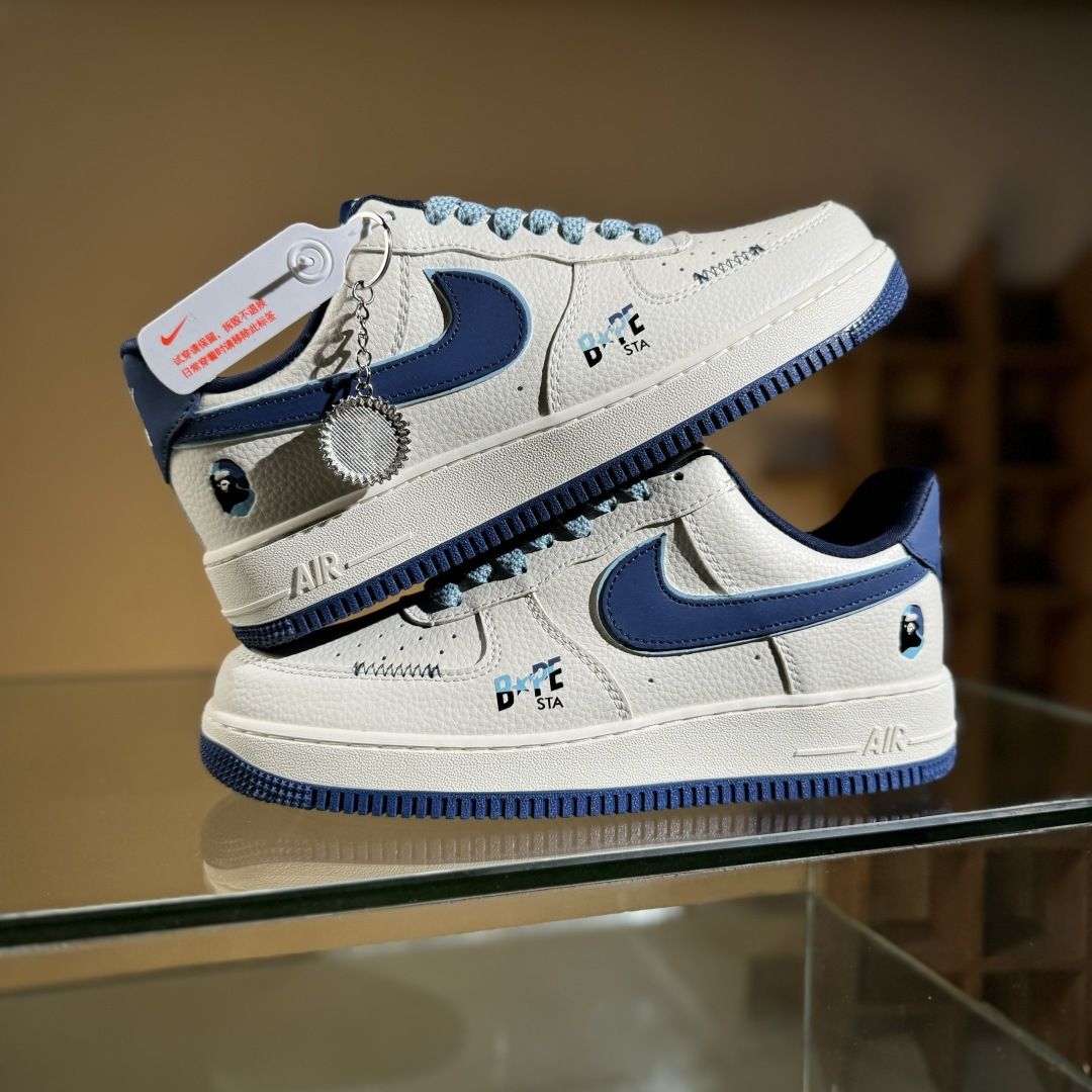 260 Nike Air Force 1'07 Low Bape联名 米蓝缝线 空军一号低帮休闲板鞋 KB1688-002