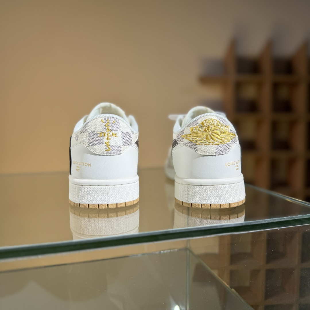 280 Travis Scott x Fragment Design x Air Jordan 1 Low OG SP AJ1 乔1 LV联名 米棕方格 低帮文化休闲板鞋 XS7089-617