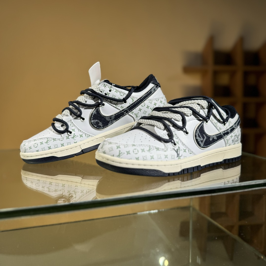 300 Nike SB Dunk Low LV联名 牛仔勾夜光绑带 周年高端定制 低帮休闲板鞋 DM6868-086