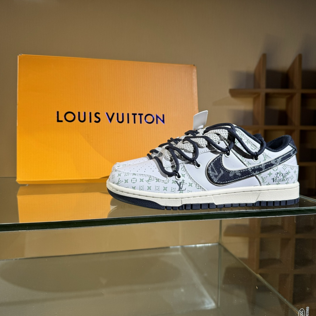 300 Nike SB Dunk Low LV联名 牛仔勾夜光绑带 周年高端定制 低帮休闲板鞋 DM6868-086