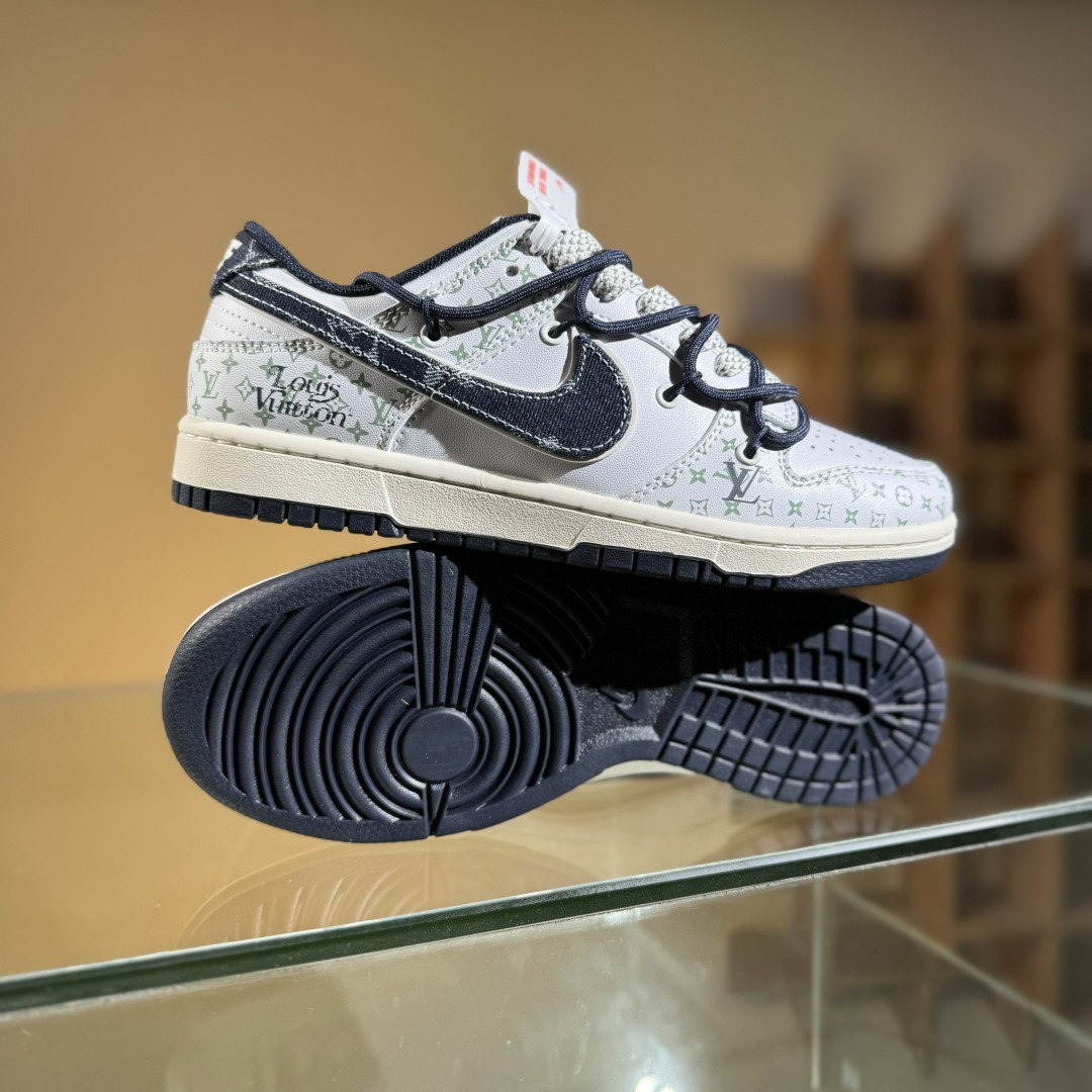 300 Nike SB Dunk Low LV联名 牛仔勾夜光绑带 周年高端定制 低帮休闲板鞋 DM6868-086