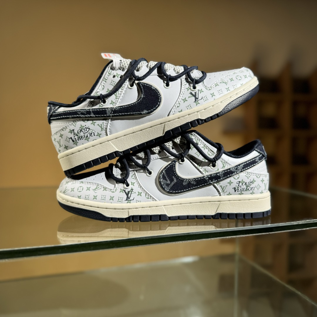 300 Nike SB Dunk Low LV联名 牛仔勾夜光绑带 周年高端定制 低帮休闲板鞋 DM6868-086