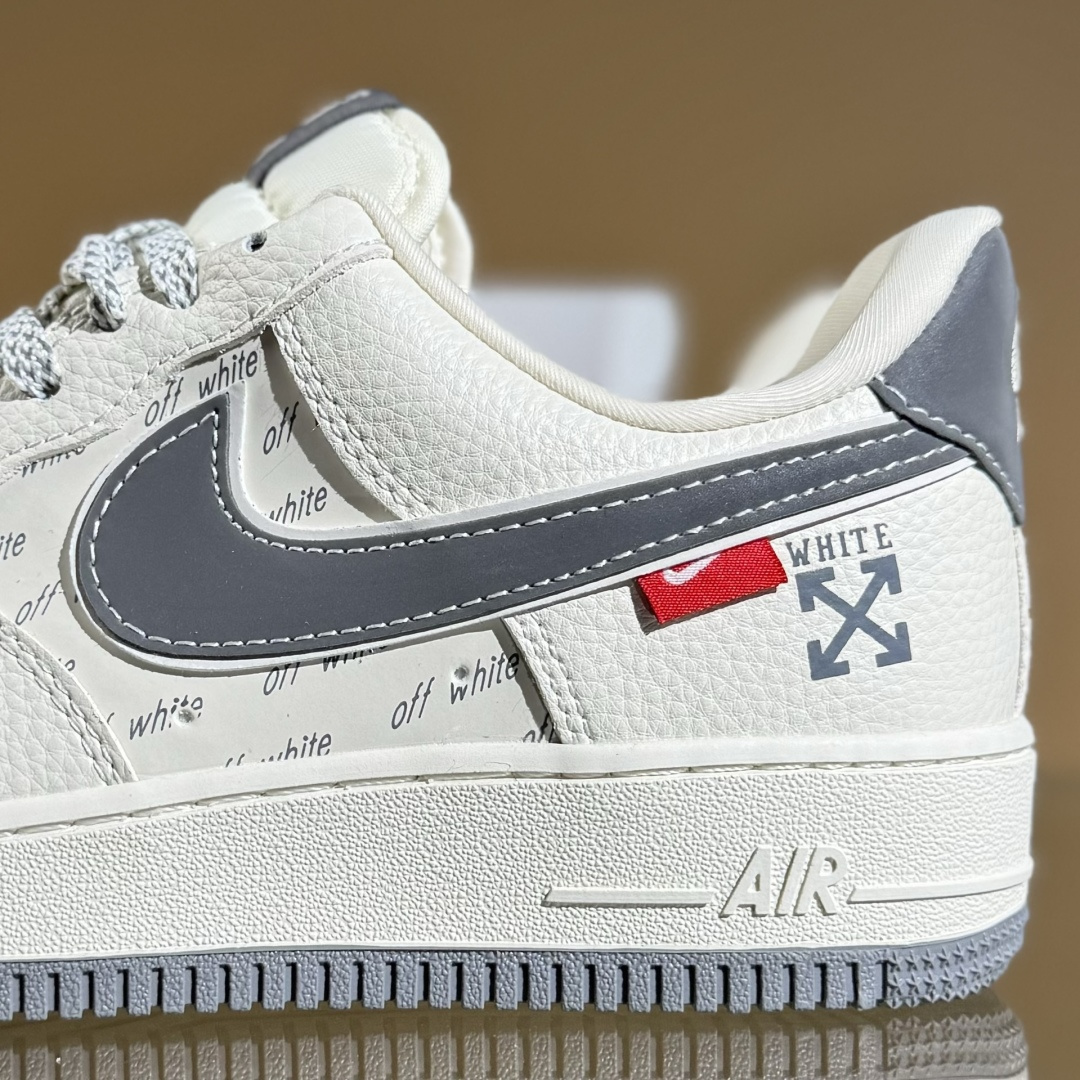 260 Nike Air Force 1'07 Low OFF-WHITE联名 米灰英文反光 空军一号低帮休闲板鞋 KJ1688-004