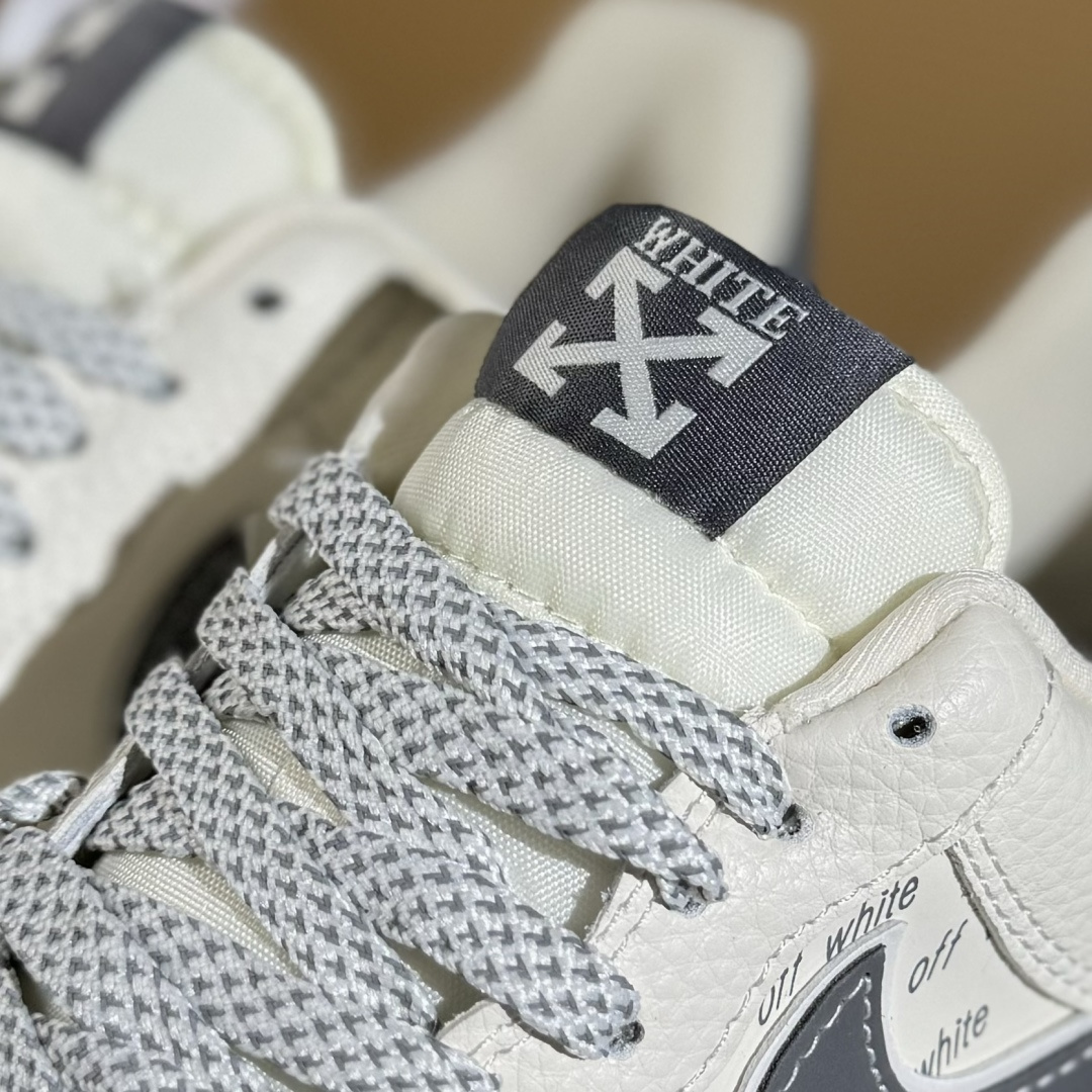260 Nike Air Force 1'07 Low OFF-WHITE联名 米灰英文反光 空军一号低帮休闲板鞋 KJ1688-004