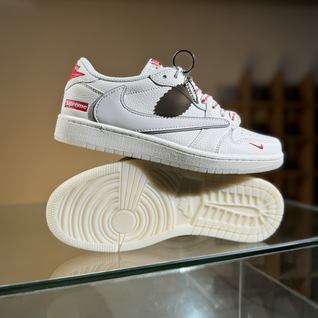 280 Travis Scott x Fragment Design x Air Jordan 1 Low OG SP AJ1 乔1 Supreme联名 米白水晶 低帮文化休闲板鞋 XX3168-188