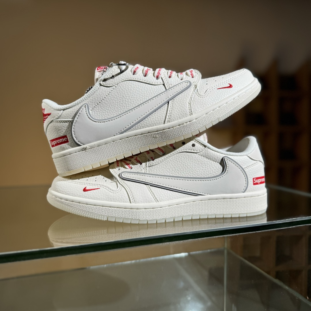 280 Travis Scott x Fragment Design x Air Jordan 1 Low OG SP AJ1 乔1 Supreme联名 米白水晶 低帮文化休闲板鞋 XX3168-188