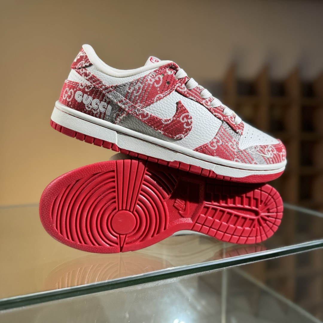 280 Nike SB Dunk Low 古驰联名 灰红牛仔 周年高端定制 低帮休闲板鞋 SC9207-417