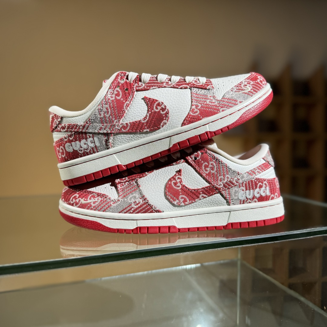 280 Nike SB Dunk Low 古驰联名 灰红牛仔 周年高端定制 低帮休闲板鞋 SC9207-417