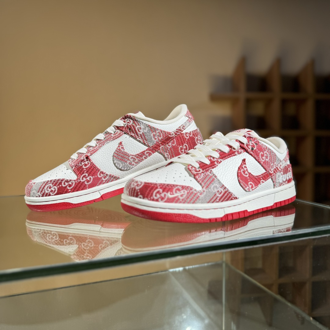 280 Nike SB Dunk Low 古驰联名 灰红牛仔 周年高端定制 低帮休闲板鞋 SC9207-417