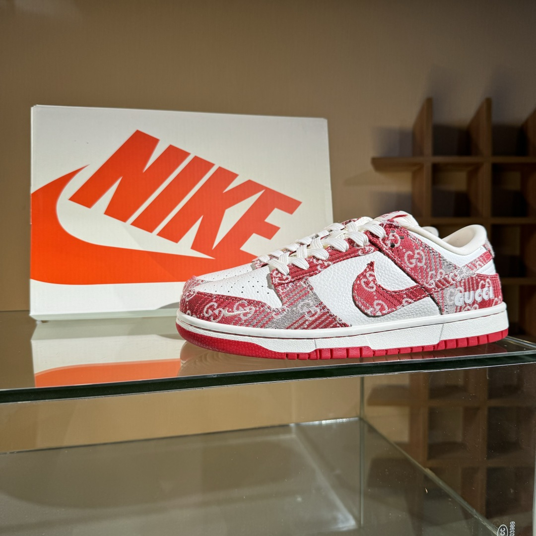 280 Nike SB Dunk Low 古驰联名 灰红牛仔 周年高端定制 低帮休闲板鞋 SC9207-417