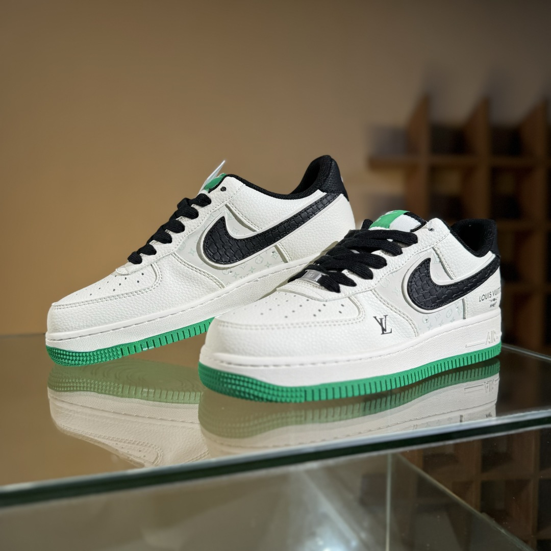260 Nike Air Force 1'07 Low LV联名 米黑鳞纹绿底 空军一号低帮休闲板鞋 QW5836-008