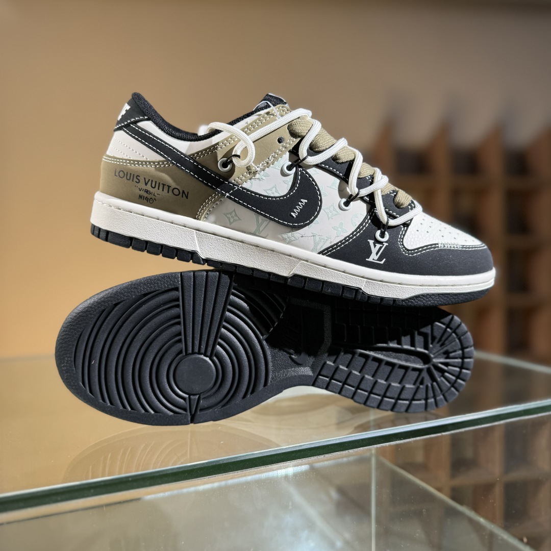 300 Nike SB Dunk Low LV联名 黑棕抽绳 低帮休闲板鞋 YX5066-371