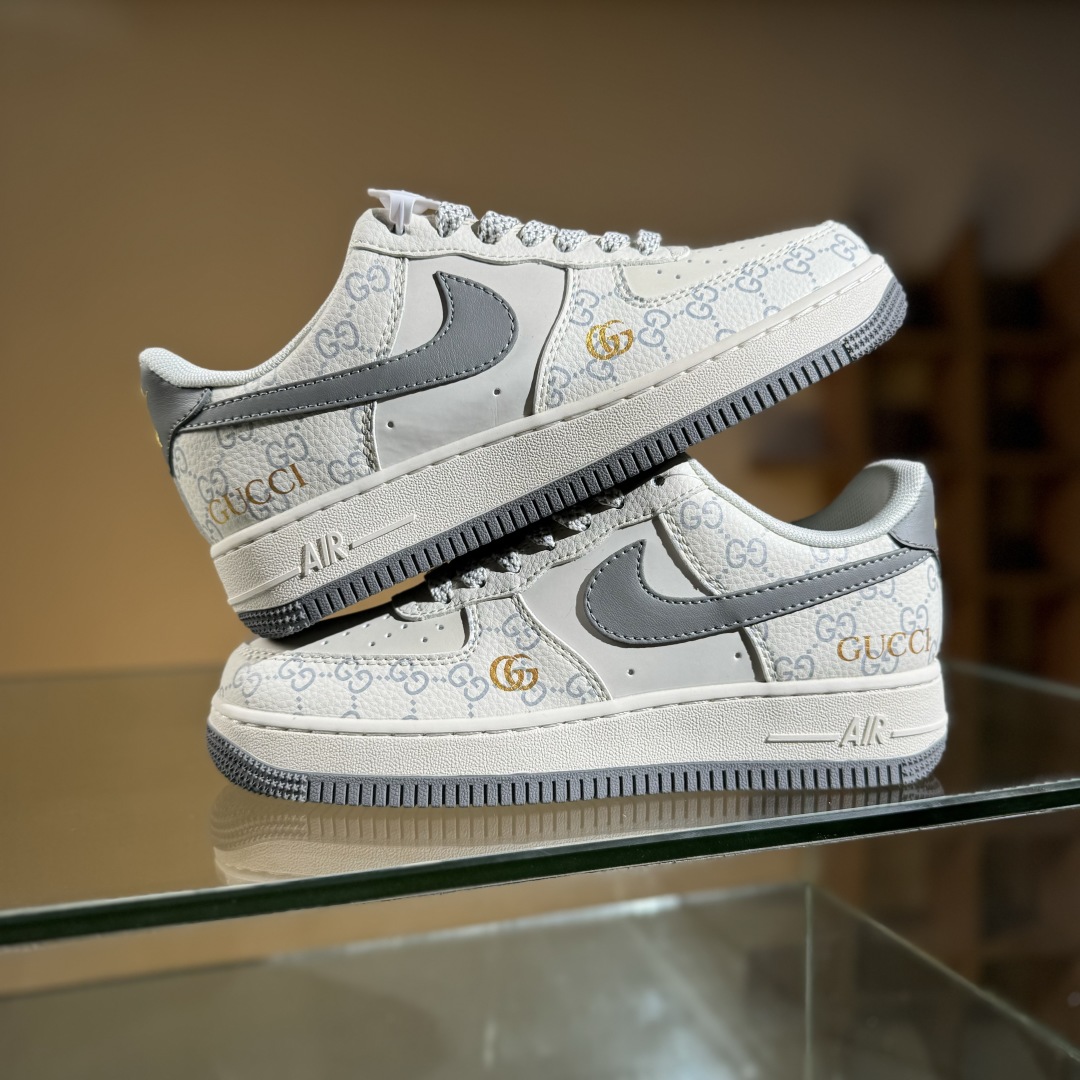 260 Nike Air Force 1'07 Low 古驰联名 花纹灰勾 空军一号低帮休闲板鞋 ZH2598-322